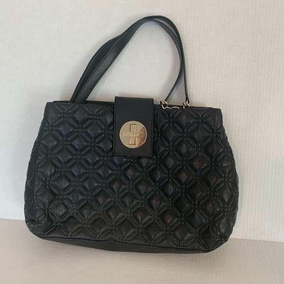 Kate Spade women’s black leather quilted tote purse